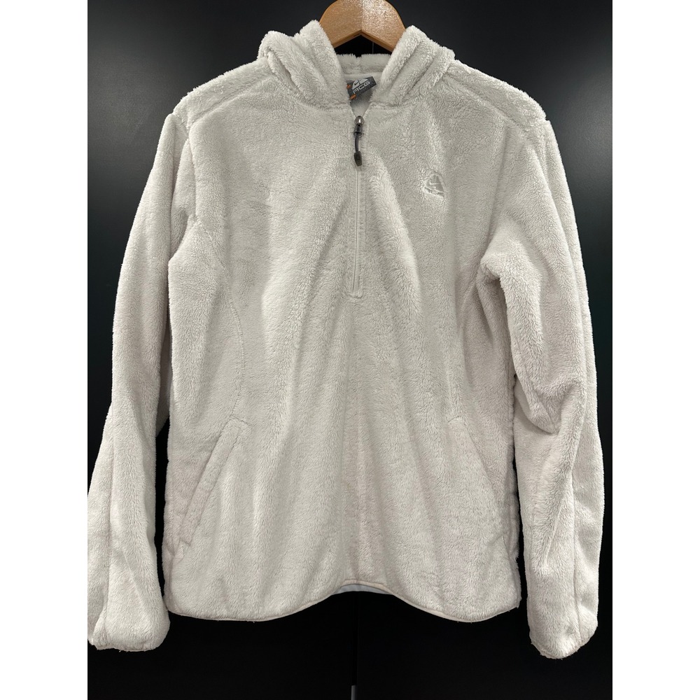 Nike ACG Womens Fleece Hoodie Quarter Zip Cream Off White Teddy Pullover Medium